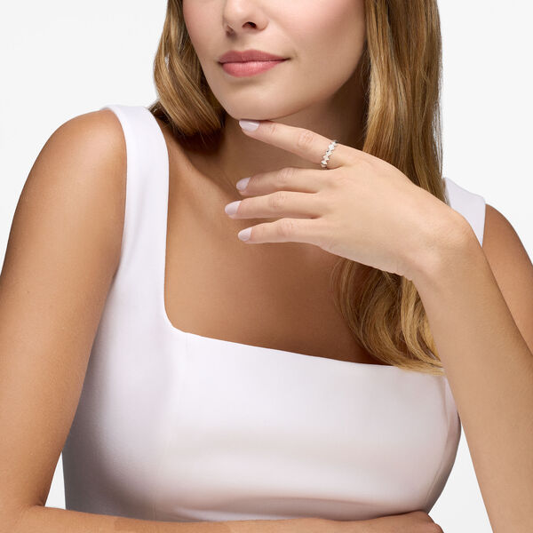 Stackable Diamond Rock & Pearl Ring, White Gold